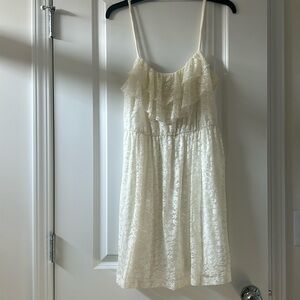 white ruffle dress